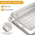 YEPATER Stainless Steel Air Fryer Basket Set