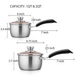 TeamFar Stainless Steel Saucepan Set - 1qt & 2qt