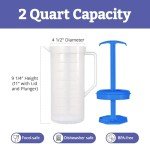 Blue 2-Quart Mixing Pitcher with Plunger