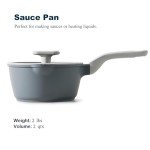 Ceramic Nonstick Saucepan with Lid, 2 Quart