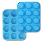 Blue Non-Stick Silicone Muffin Pan Set - 12 Cups