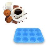 Blue Non-Stick Silicone Muffin Pan Set - 12 Cups