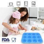Blue Non-Stick Silicone Muffin Pan Set - 12 Cups