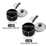 Nonstick Saucepan Set with Glass Lids, Black