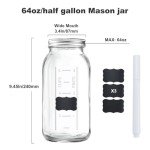 64 OZ Wide Mouth Mason Jar with Lid
