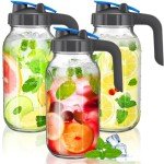 3-Pack 2 Quart Glass Pitchers with Pour Spout