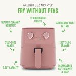 GreenLife 4.5QT Pink Air Fryer with Dial Controls