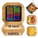 Square Air Fryer Paper Liners, 150PCS 10 Inch
