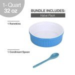 Large Ceramic Souffle Ramekins with Mini Spoon