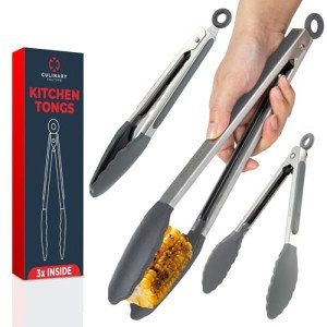 Silicone Heat Resistant Tongs Set – 3 Sizes