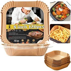 Square Air Fryer Paper Liners 120 Pack - 8 Inch