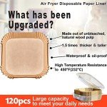 Square Air Fryer Paper Liners 120 Pack - 8 Inch