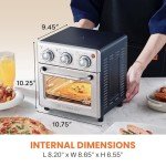 Elite Gourmet 8.5Qt Air Fryer Oven, Stainless Steel