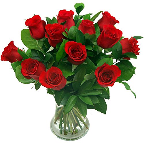 Clare Florist 12 Red Roses True Romance Fresh Flower Bouquet - Romantic Fresh Roses Hand Arranged by Expert Florists