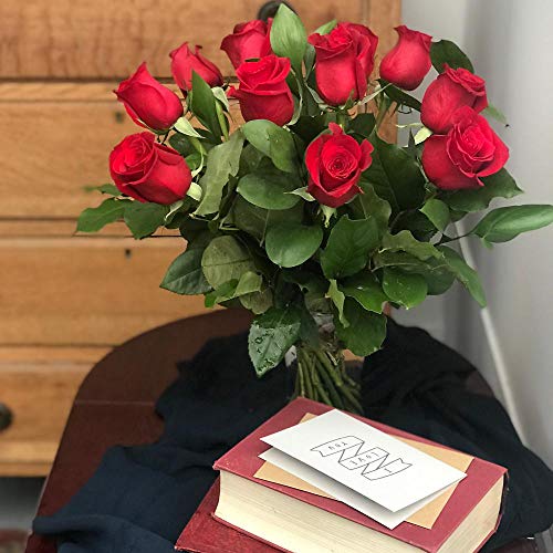 Clare Florist 12 Red Roses True Romance Fresh Flower Bouquet - Romantic Fresh Roses Hand Arranged by Expert Florists