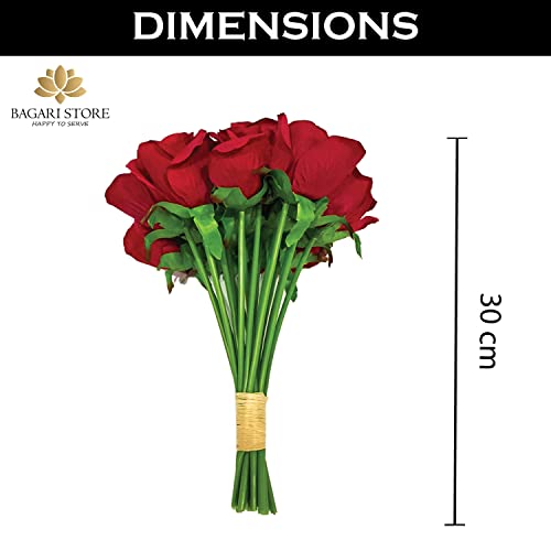 Red Artificial Roses - 18 Bundle for Decoration