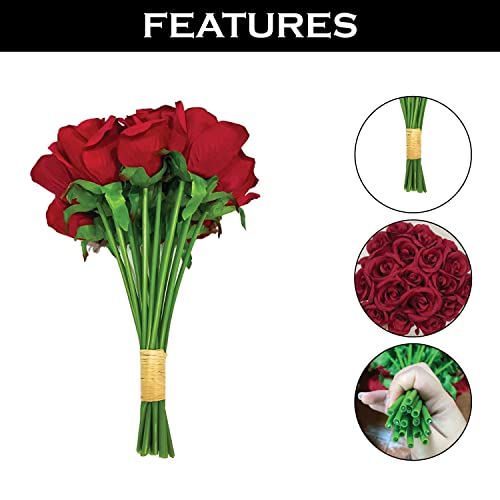 Red Artificial Roses - 18 Bundle for Decoration