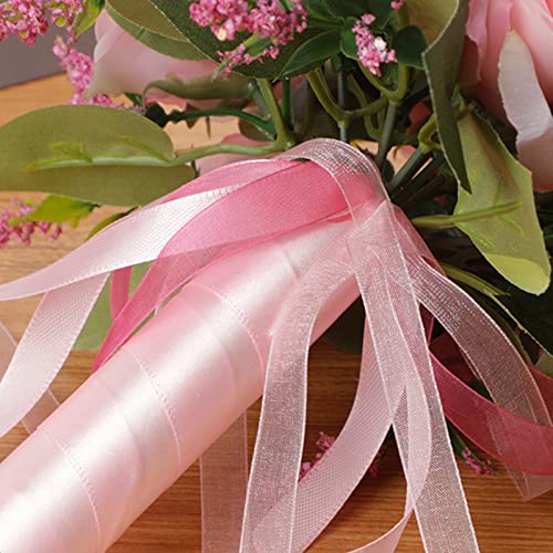 Ribbon-wrapped Artificial Rose Wedding Bouquet