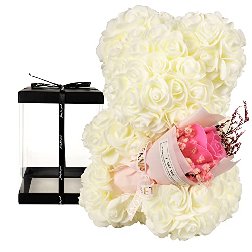 Rose Bear Bouquet for Her - White