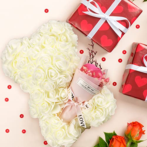 Rose Bear Bouquet for Her - White