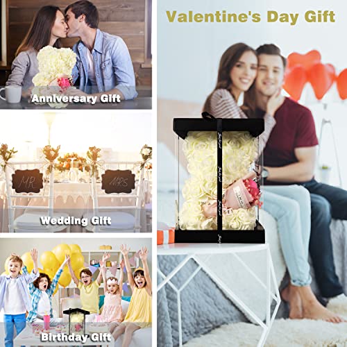 Rose Bear Bouquet for Her - White