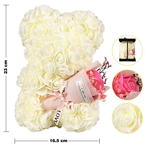 Rose Bear Bouquet for Her - White
