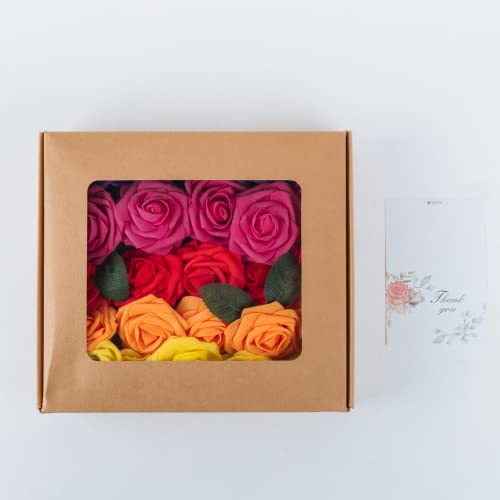 25 Rainbow Foam Roses for Decorating and Crafting