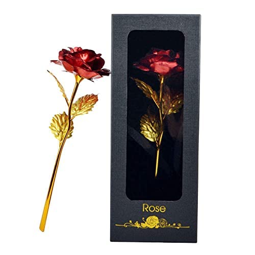 24K Gold Artificial Rose and Teddy Set