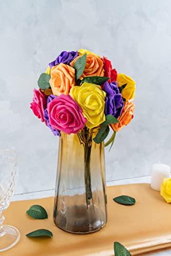 25 Rainbow Foam Roses for Decorating and Crafting