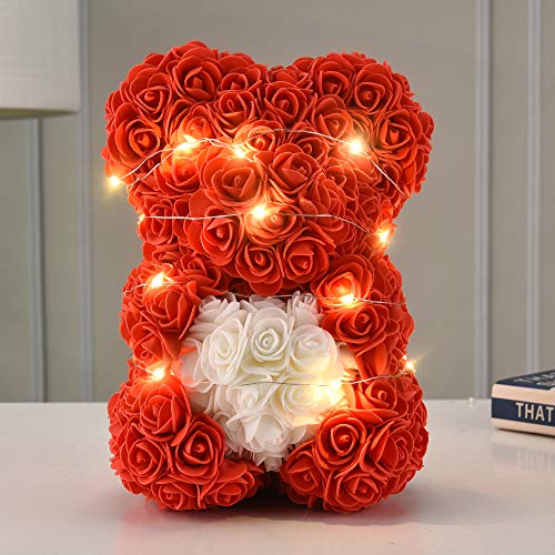 Hand-made 10-Inch Red Rose Bear Bouquet