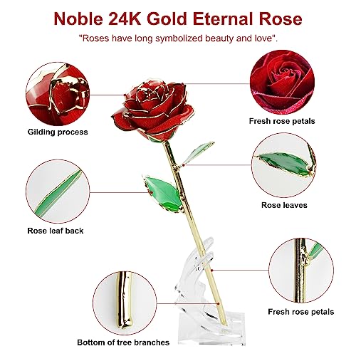 24K Gold Dipped Rose with Stand - Romantic Gift