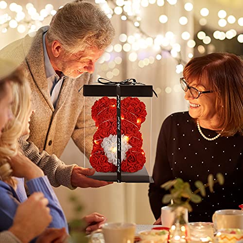 Hand-made 10-Inch Red Rose Bear Bouquet
