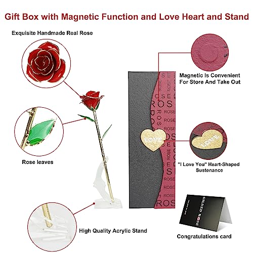 24K Gold Dipped Rose with Stand - Romantic Gift