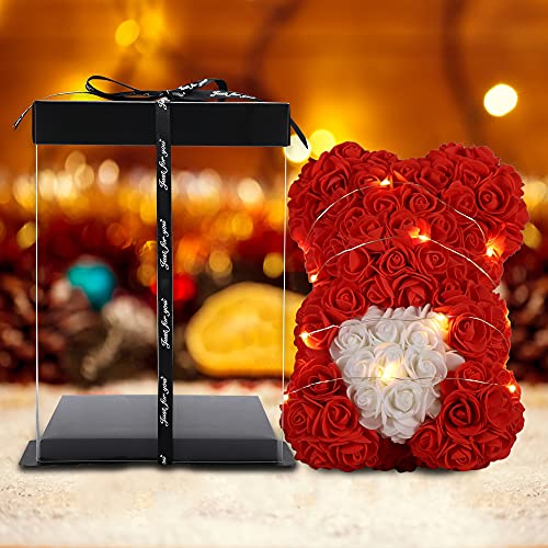 Hand-made 10-Inch Red Rose Bear Bouquet