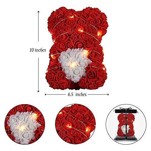 Hand-made 10-Inch Red Rose Bear Bouquet