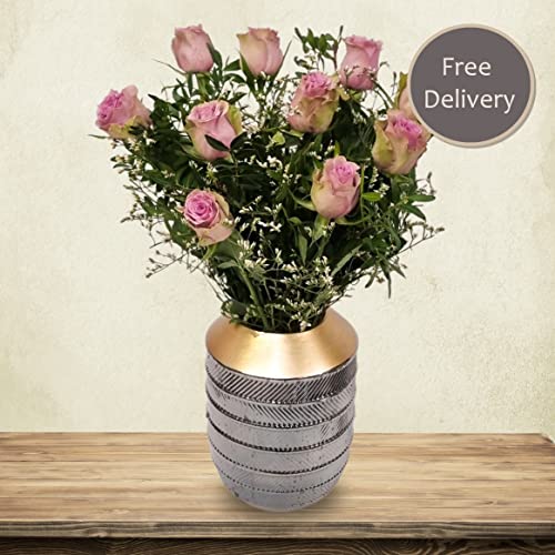 Lilac Rose Bouquet Beautiful Fresh Flowers, Fresh Flowers Delivered Next Day Prime Delivery, Flowers Fresh Bouquet, Perfect for Birthdays, Anniversaries and Thank You Gifts.