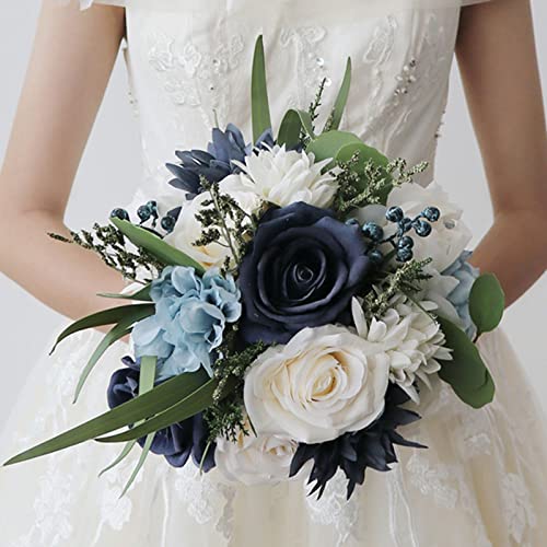 White and Blue Artificial Wedding Bouquets