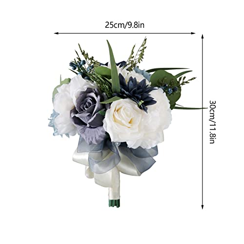 White and Blue Artificial Wedding Bouquets