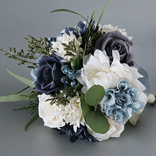 White and Blue Artificial Wedding Bouquets