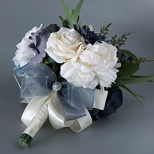 White and Blue Artificial Wedding Bouquets