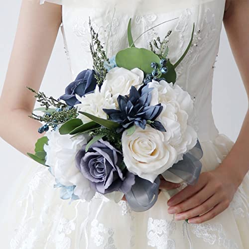 White and Blue Artificial Wedding Bouquets