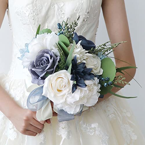 White and Blue Artificial Wedding Bouquets