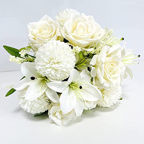 Realistic Artificial Rose, Hydrangea & Lily Bouquets - 2 Pack