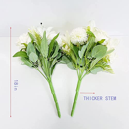 Realistic Artificial Rose, Hydrangea & Lily Bouquets - 2 Pack