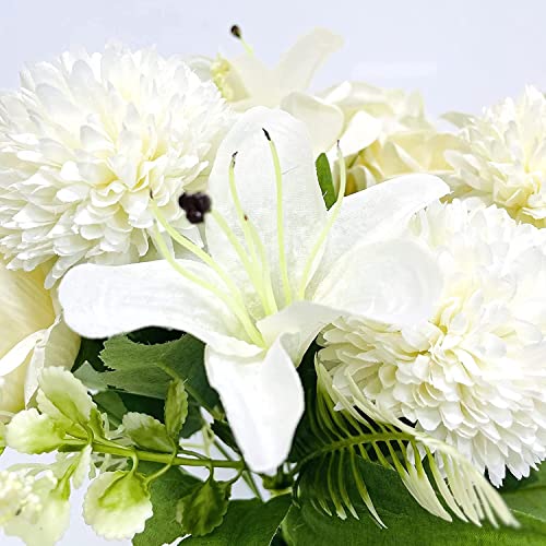 Realistic Artificial Rose, Hydrangea & Lily Bouquets - 2 Pack