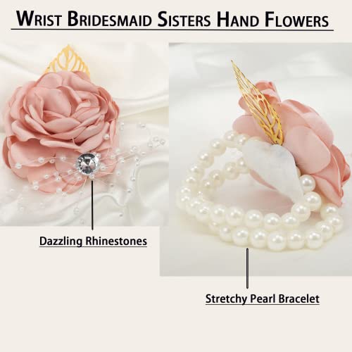 Rhinestone Pearl Wrist Corsage for Weddings & Parties