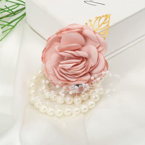 Rhinestone Pearl Wrist Corsage for Weddings & Parties