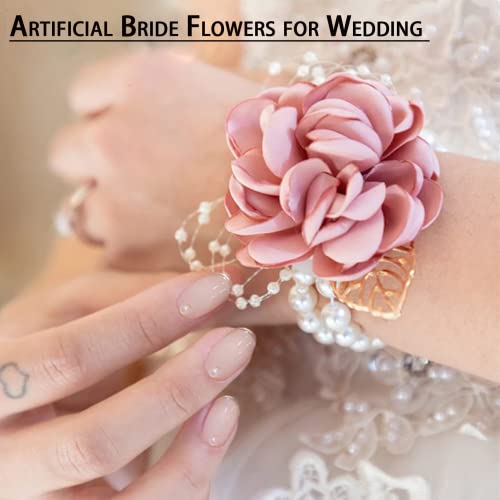 Rhinestone Pearl Wrist Corsage for Weddings & Parties