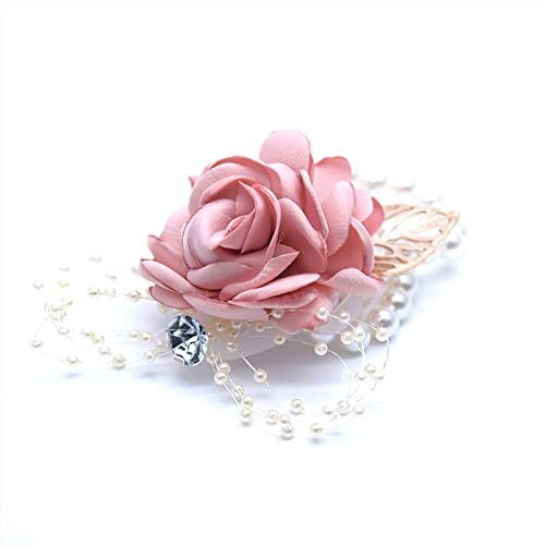Pink Rose Corsage Bracelet for Weddings