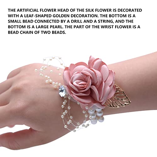 Pink Rose Corsage Bracelet for Weddings